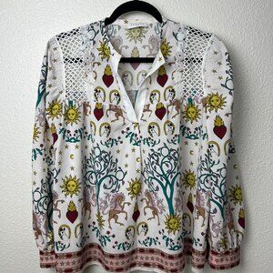 Sandro Paris Multicolor Celestial Print Azuca Blouse
